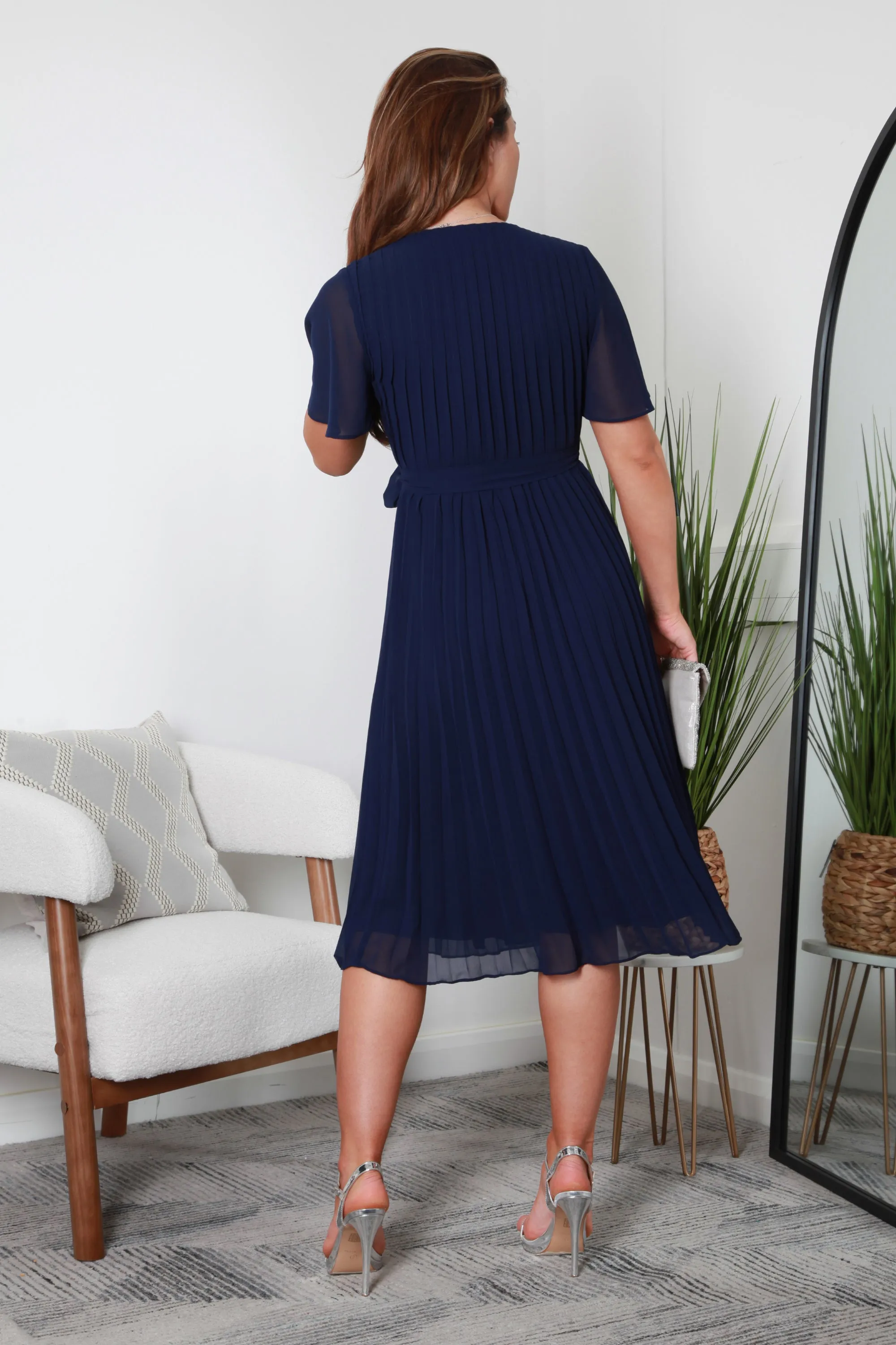 Double Second Pleated True Wrap Dress