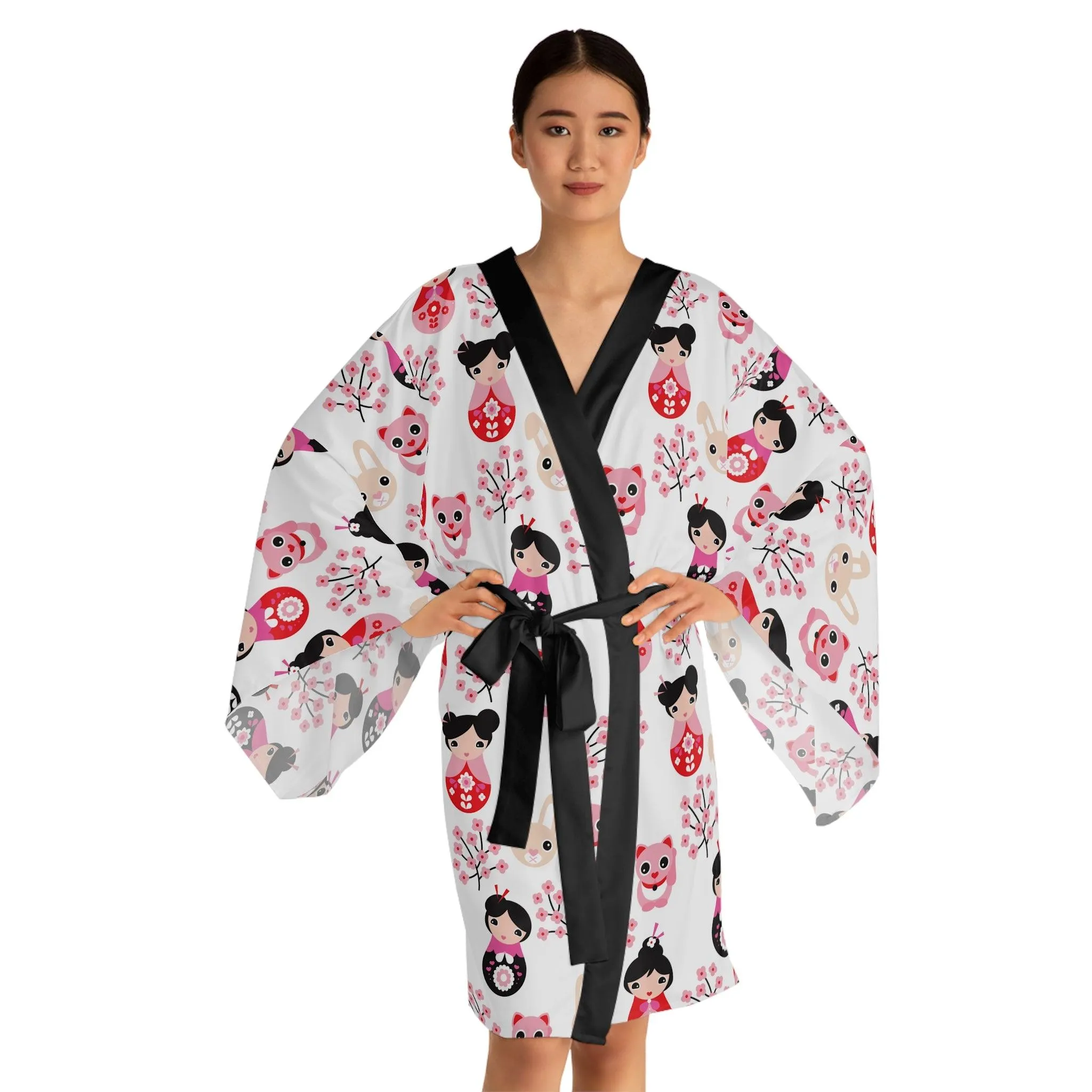 Elegant Geisha Bell Sleeve Kimono Robe