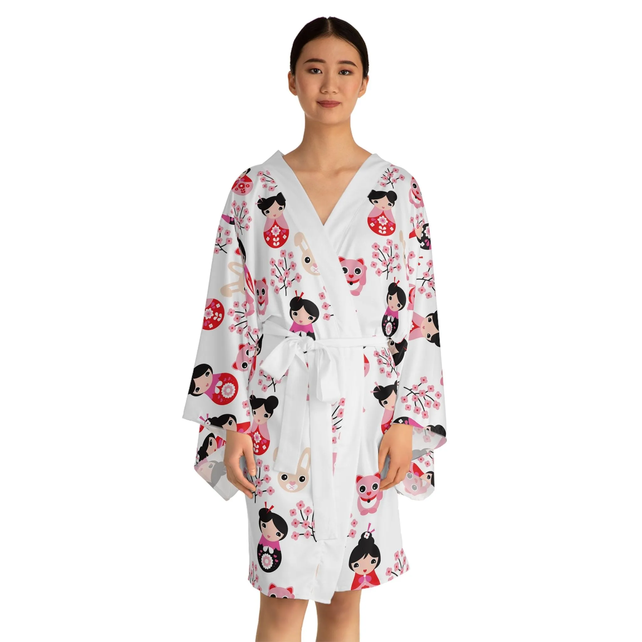 Elegant Geisha Bell Sleeve Kimono Robe