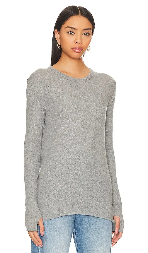 Enza Costa Cashmere Jersey Loose Crew in Grey