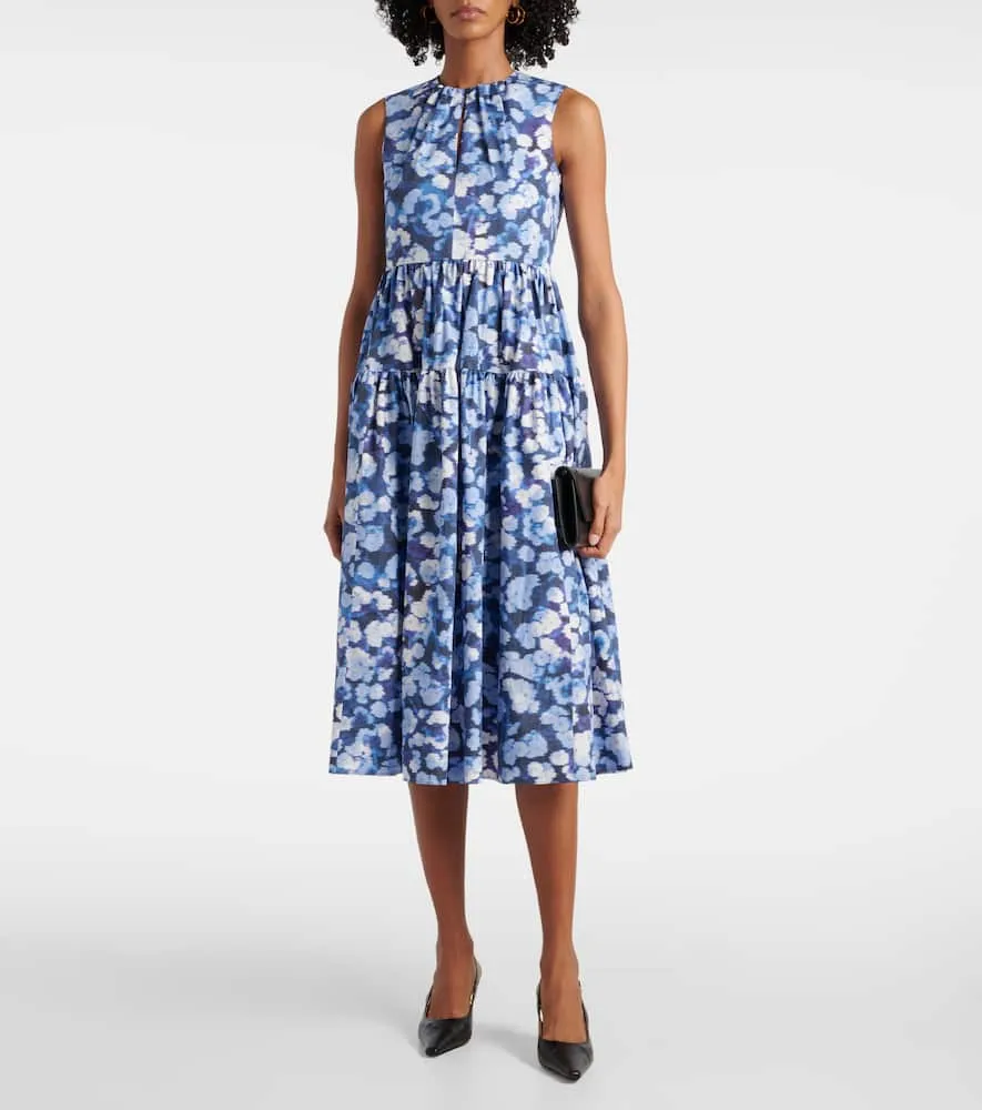 Erdem Floral-appliqu√É¬© ruffled cotton cocktail dress