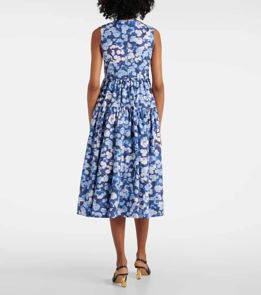 Erdem Floral-appliqu√É¬© ruffled cotton cocktail dress
