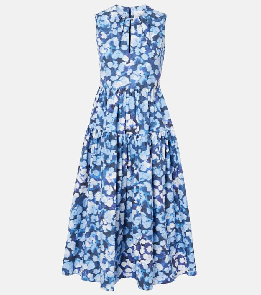Erdem Floral-appliqu√É¬© ruffled cotton cocktail dress