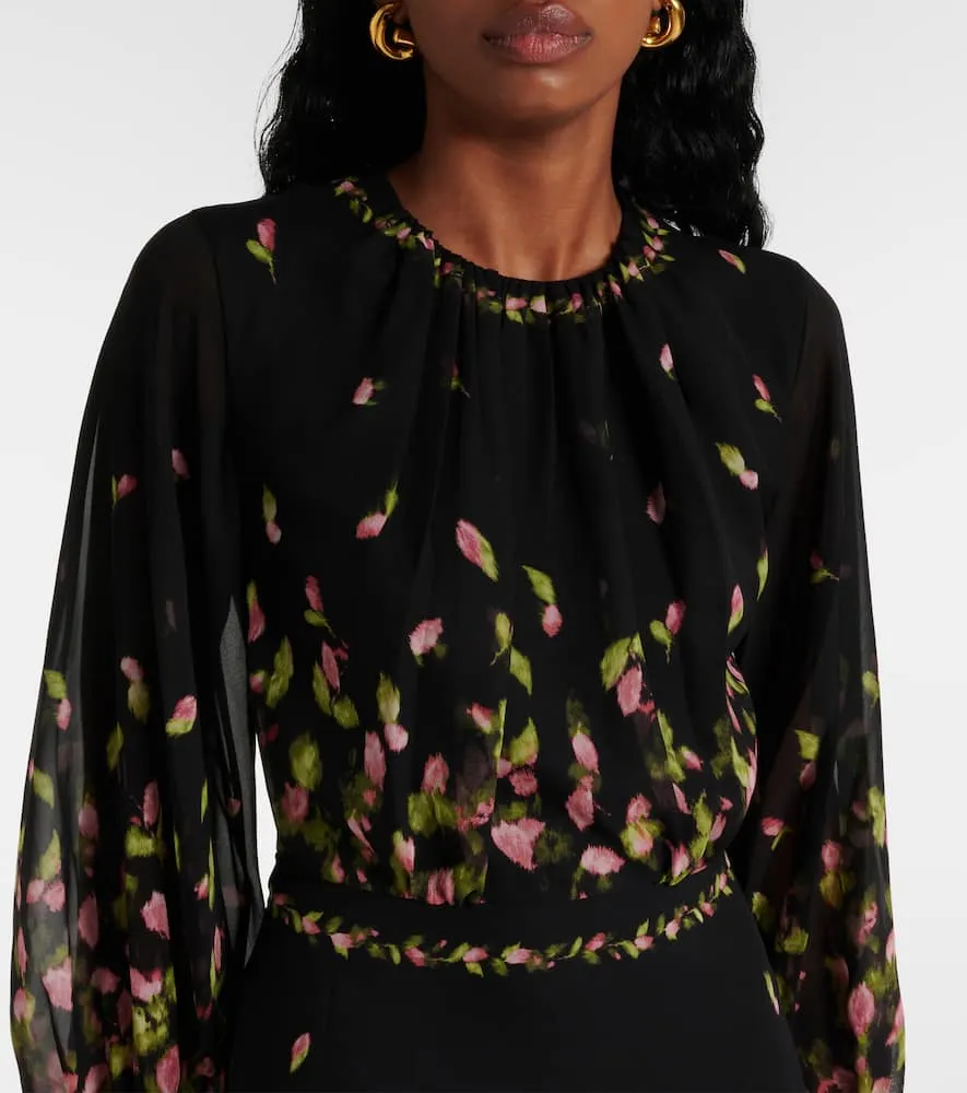 Erdem Floral silk voile midi dress