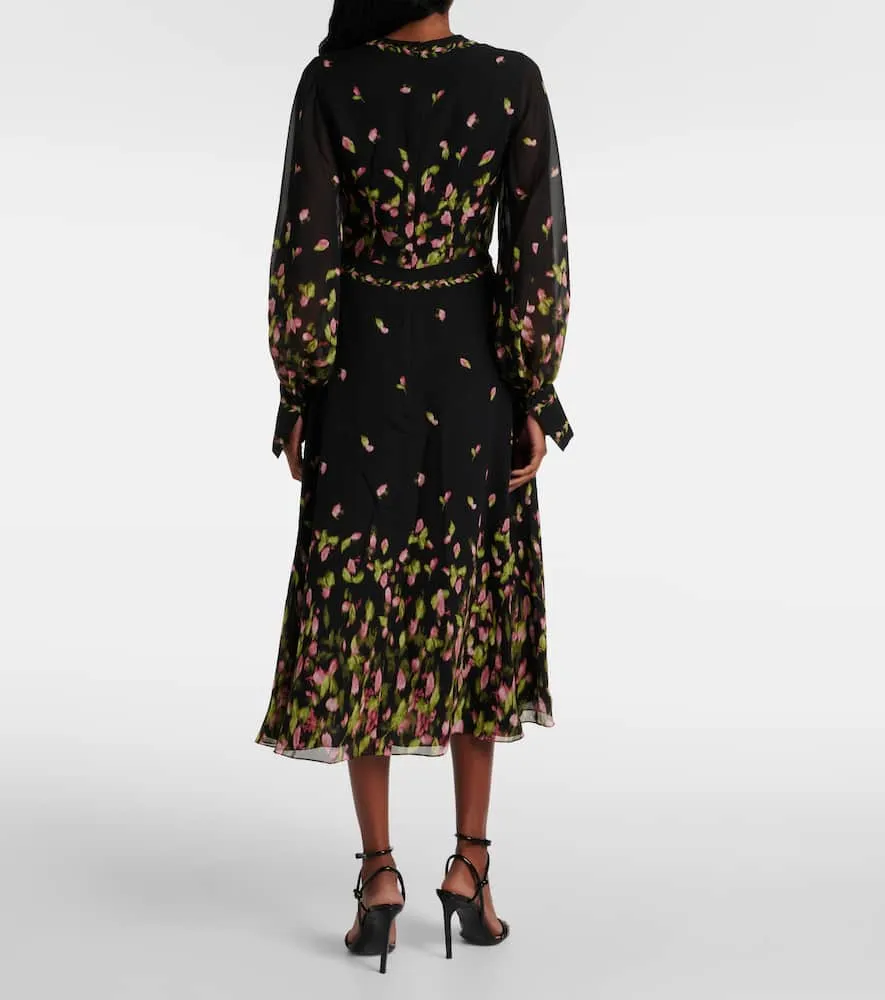 Erdem Floral silk voile midi dress