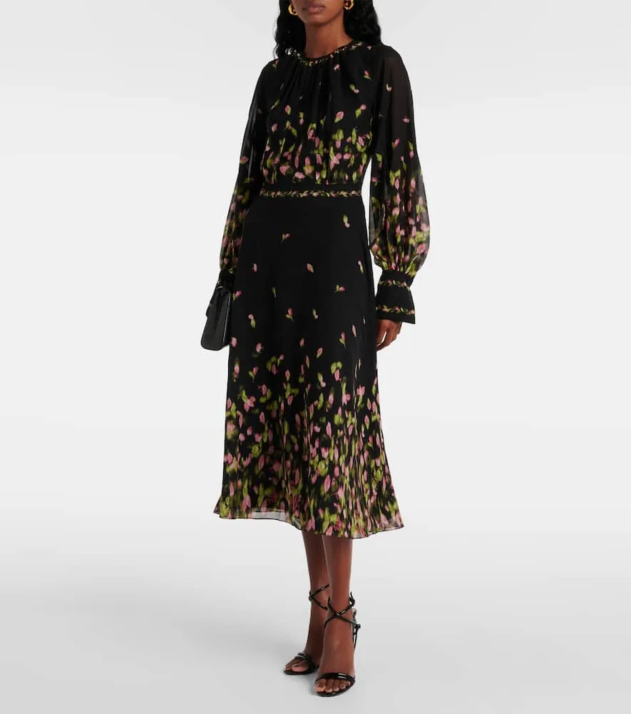 Erdem Floral silk voile midi dress