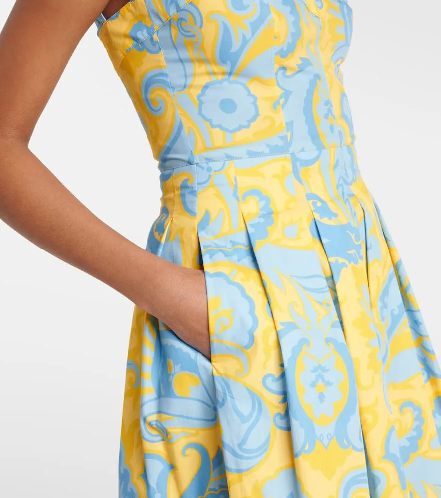 Etro Paisley pleated cotton midi dress