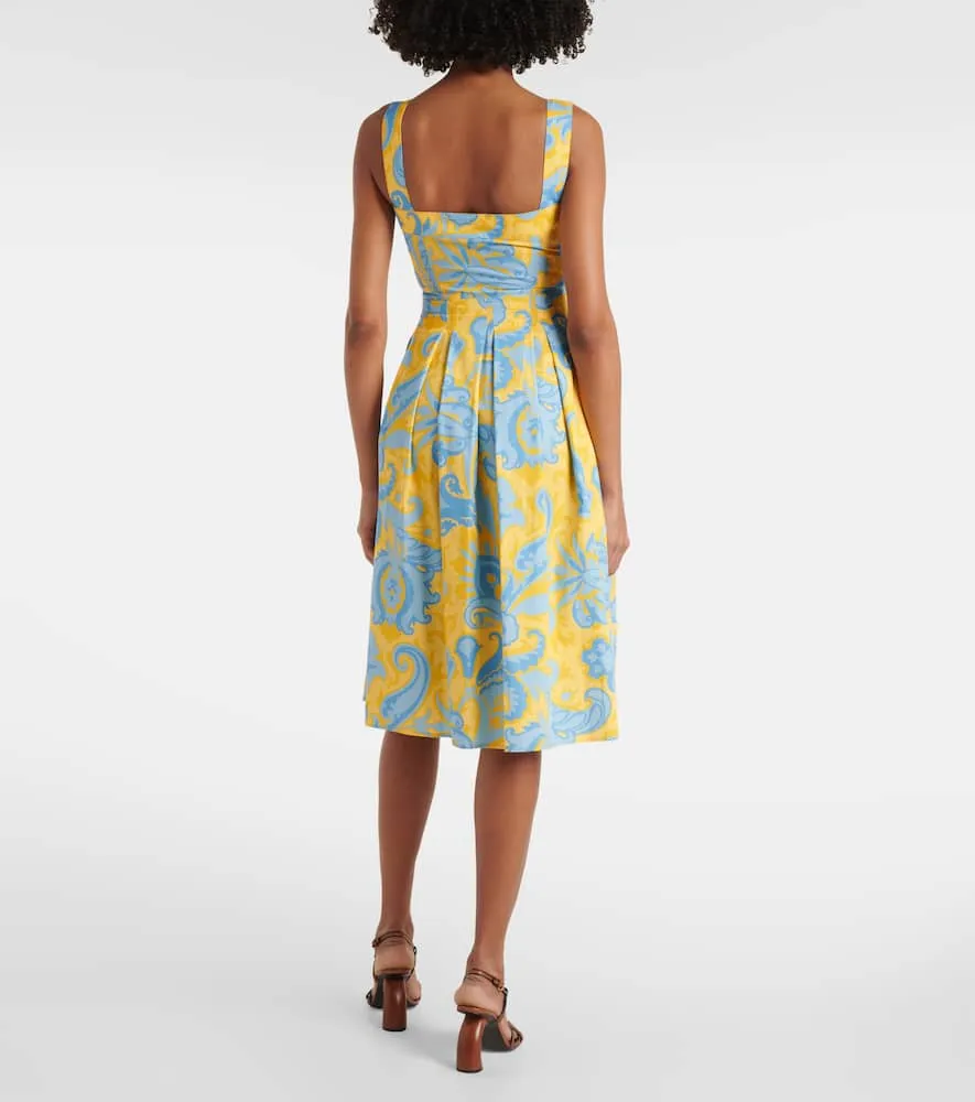 Etro Paisley pleated cotton midi dress