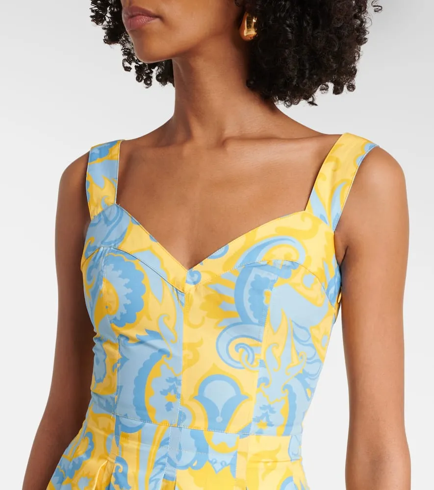 Etro Paisley pleated cotton midi dress