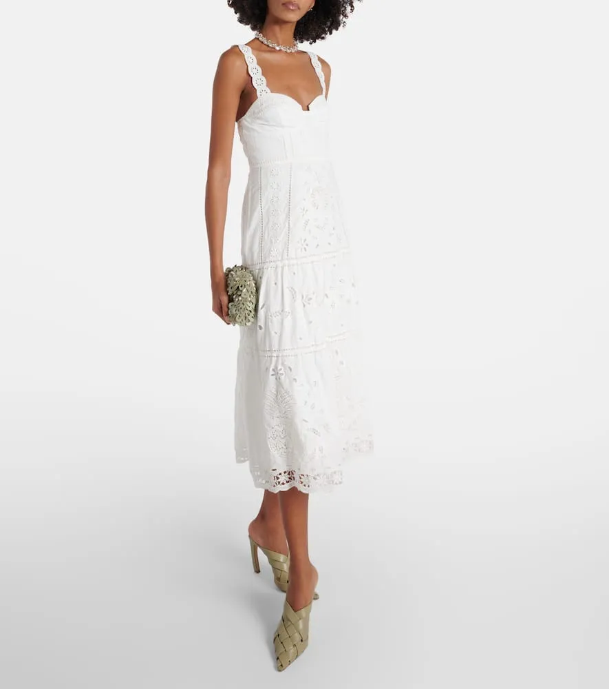 Farm Rio Richelieu broderie anglaise midi dress