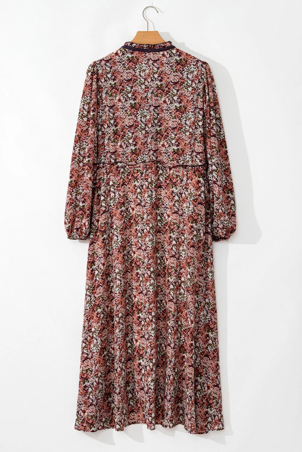 Floral Print V Neck Midi Dress