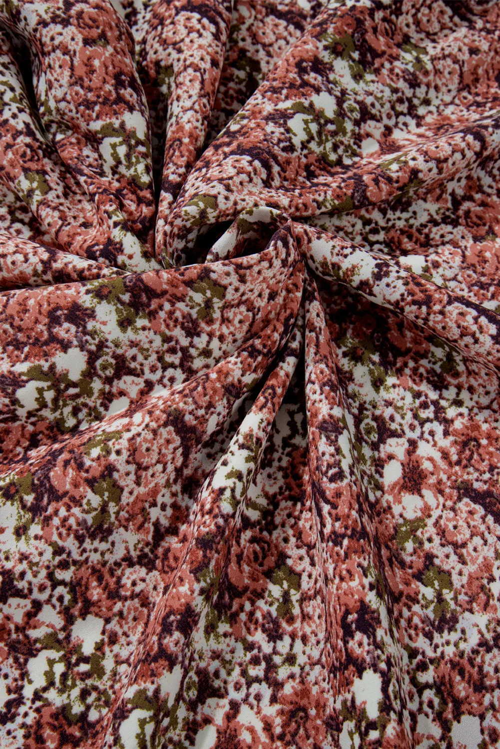 Floral Print V Neck Midi Dress