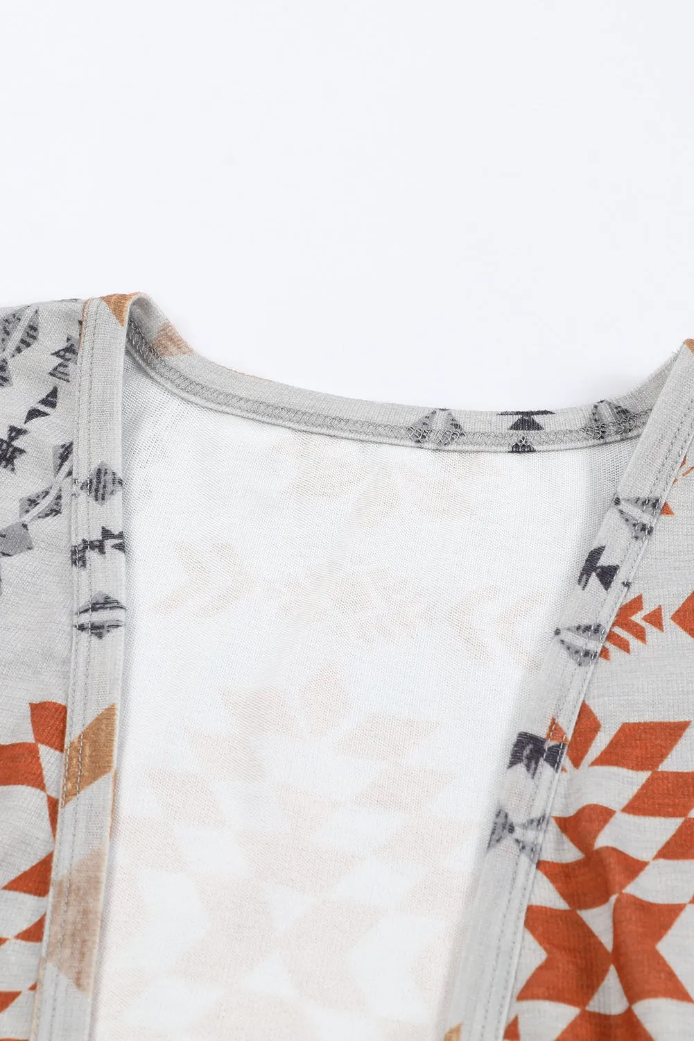 Geometric Aztec Print Open Front Cardigan