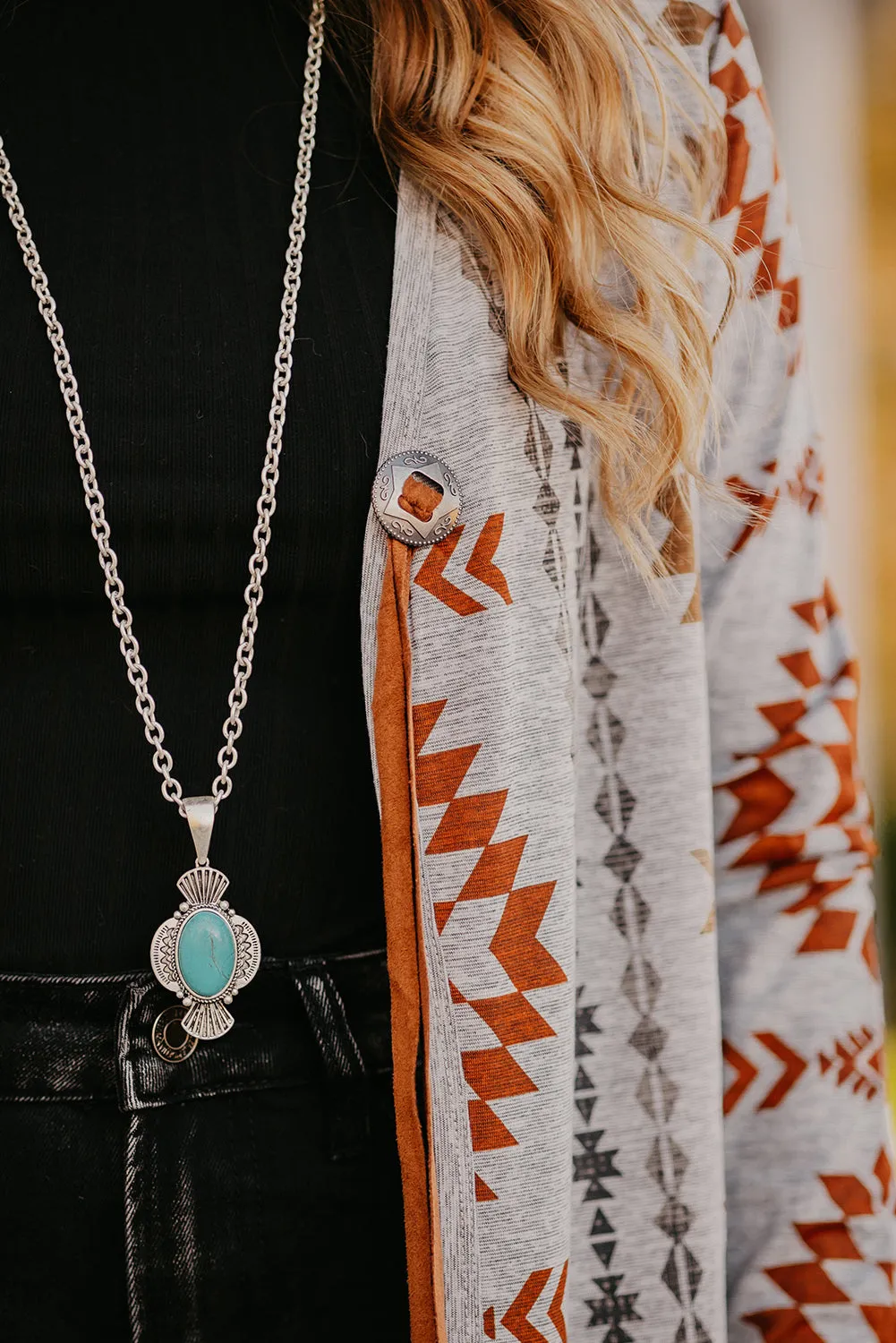 Geometric Aztec Print Open Front Cardigan