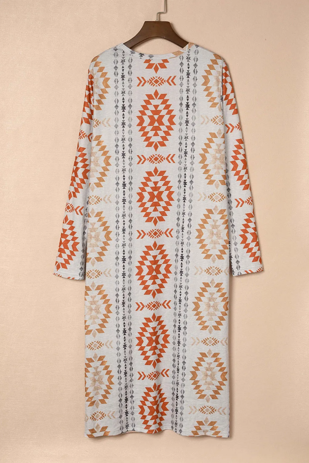 Geometric Aztec Print Open Front Cardigan