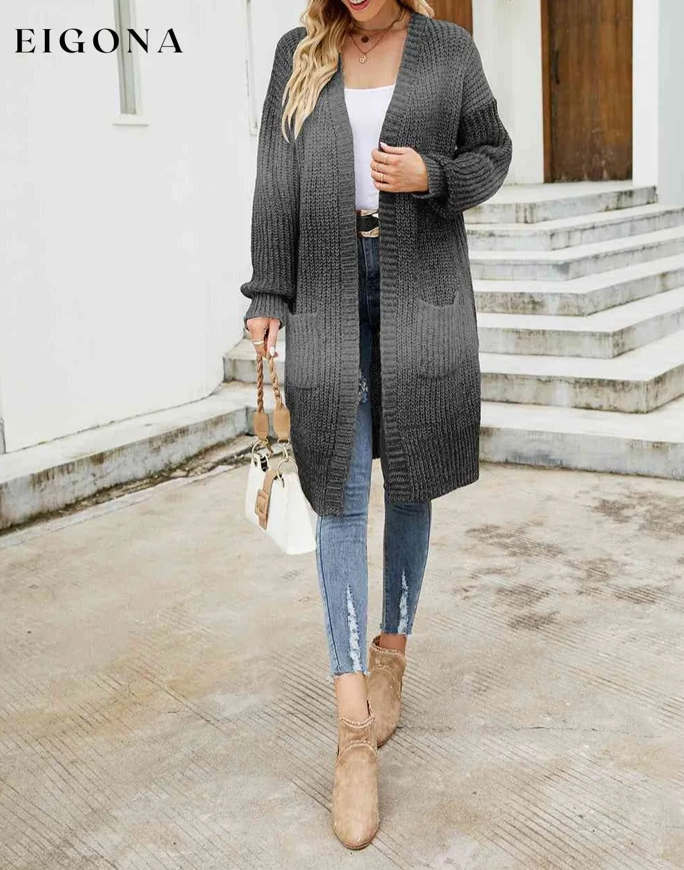 Gradient Open Front Cardigan