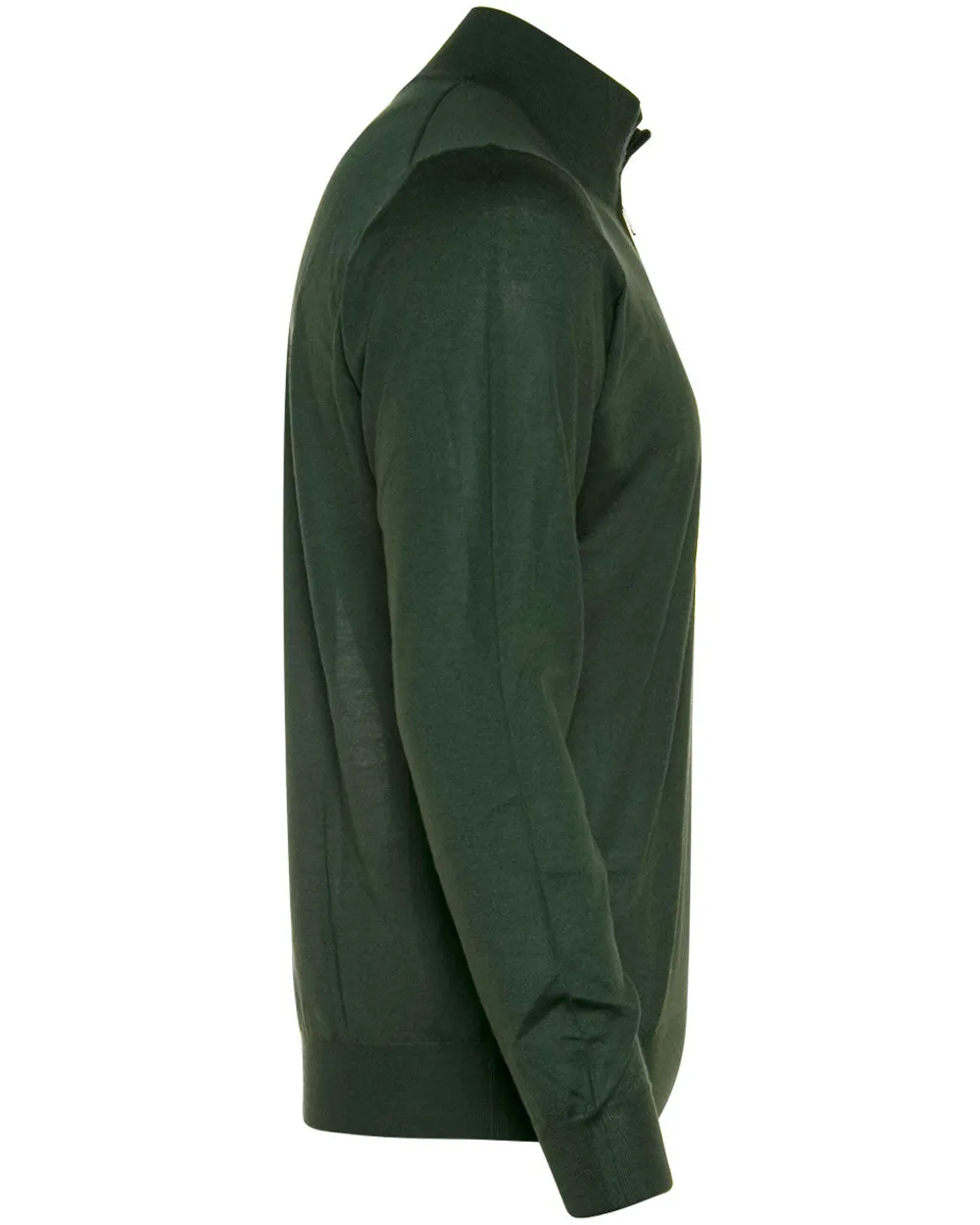 Green Cashmere Fine Gauge Quarter Zip Sweater