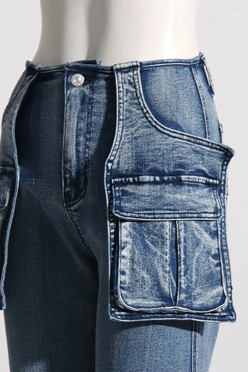 HPQ1273 Outer Pocket Patchwork Pants