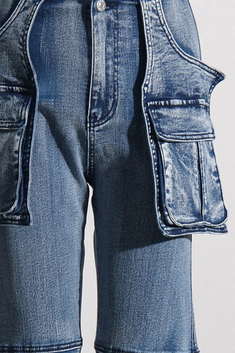 HPQ1273 Outer Pocket Patchwork Pants