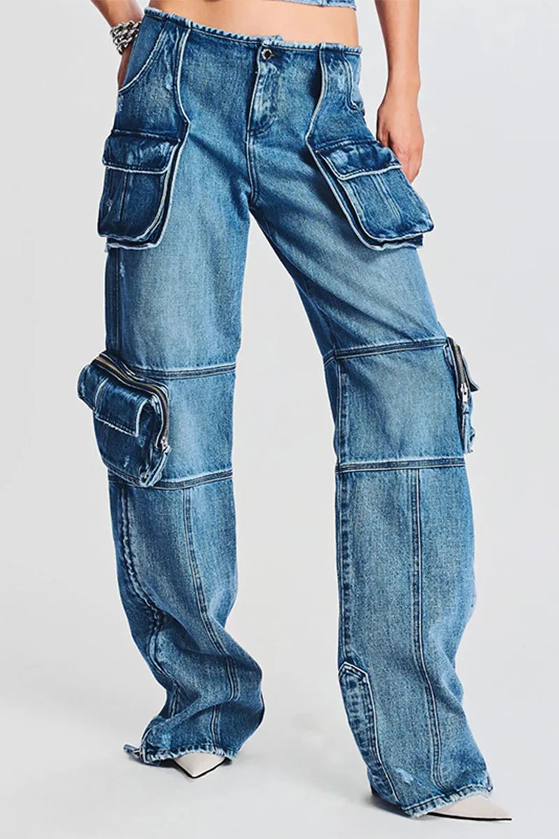 HPQ1273 Outer Pocket Patchwork Pants