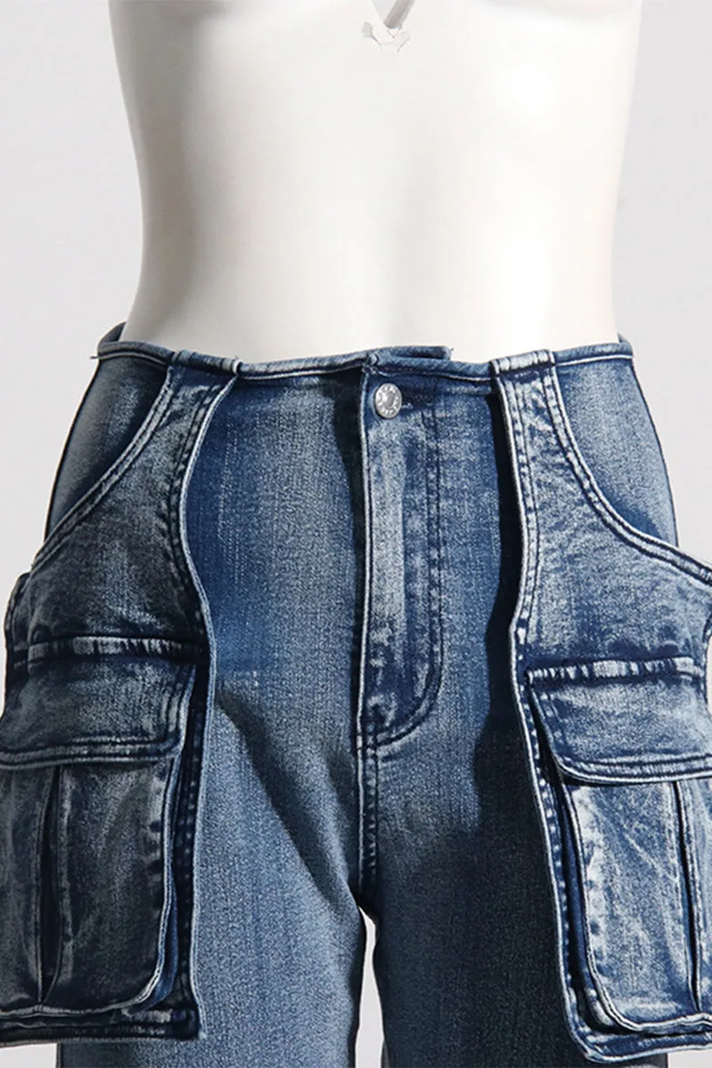HPQ1273 Outer Pocket Patchwork Pants