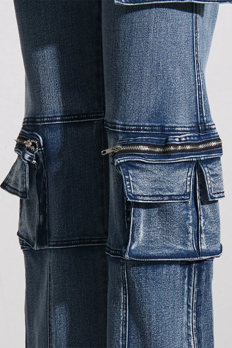 HPQ1273 Outer Pocket Patchwork Pants