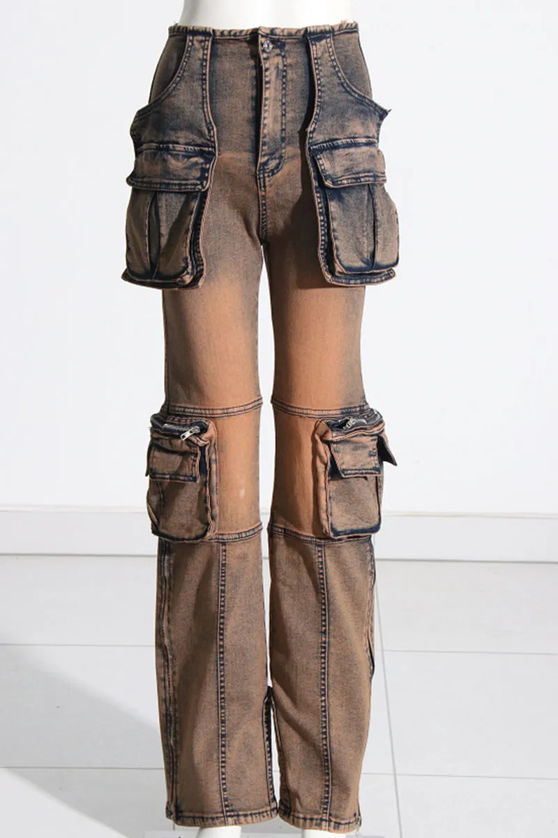 HPQ1273 Outer Pocket Patchwork Pants