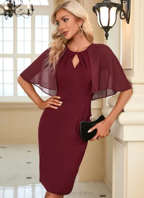 Jocelynn Elegant Bodycon Club Dresses Cotton Sleeves Blends Midi Round 1/2 Neck Dresses