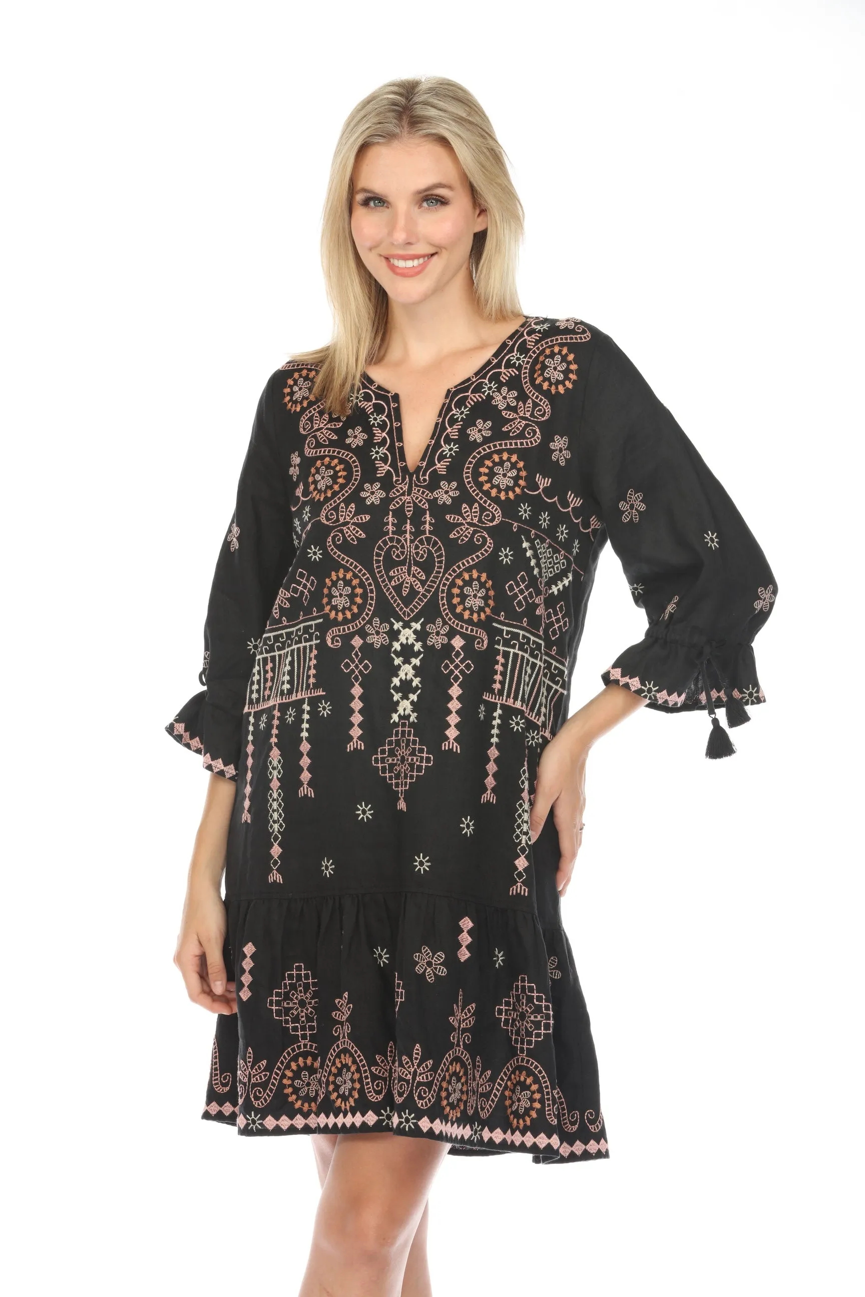 Johnny Was JWLA Faye Kimono Sleeve Flounce Dress J30824 Boho Chic *