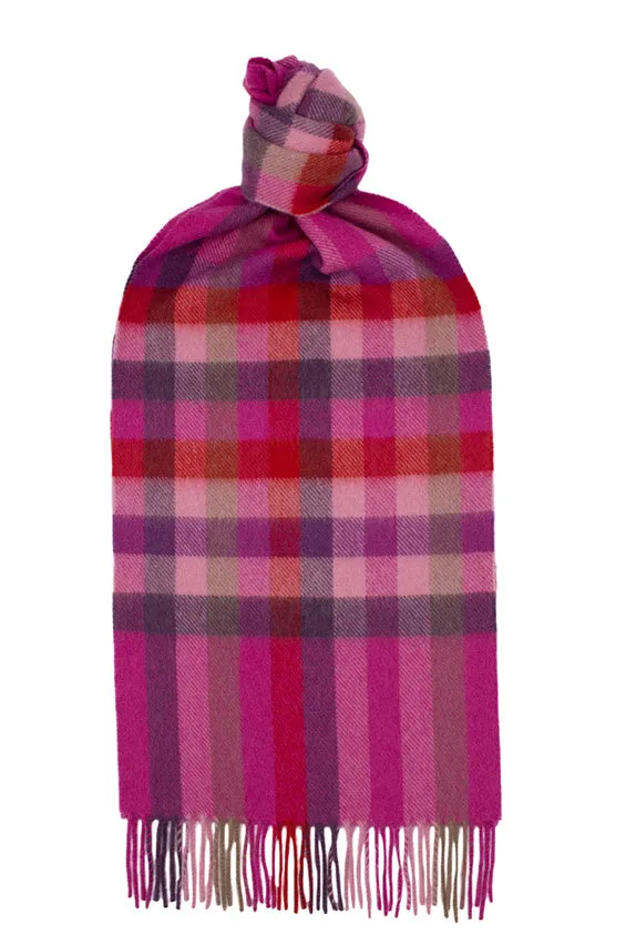 Joshua Ellis - Classic Cashmere Plaid Scarf Very Berry