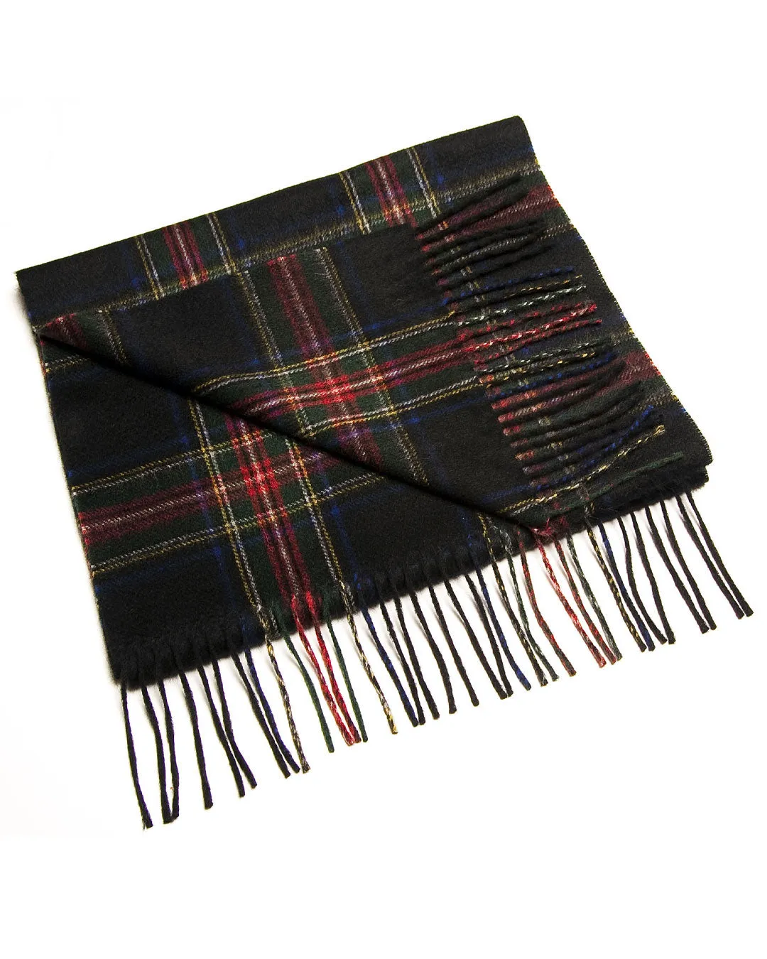 Joshua Ellis - Classic Tartan Ripple Cashmere Scarf Black Stewart