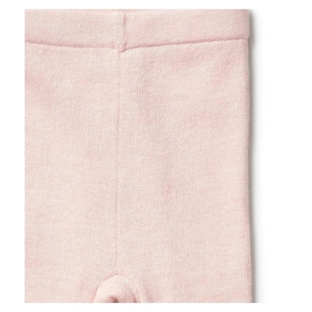 Knitted Legging with Feet - Pink
