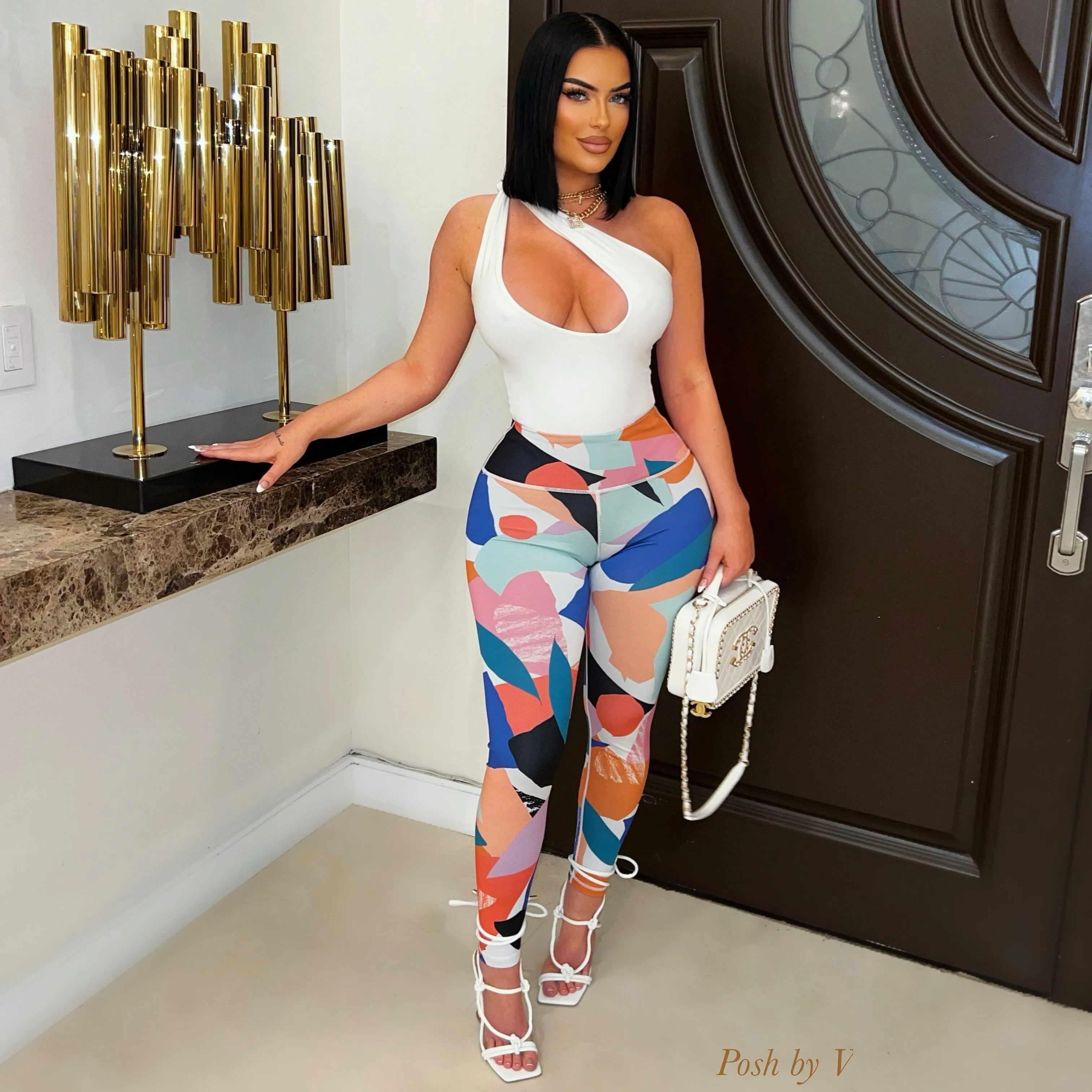 Lizzie leggings (White multi)