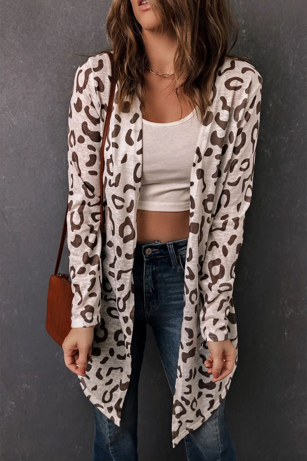 'Lydia' Leopard Long-Sleeve Open Front Cardigan