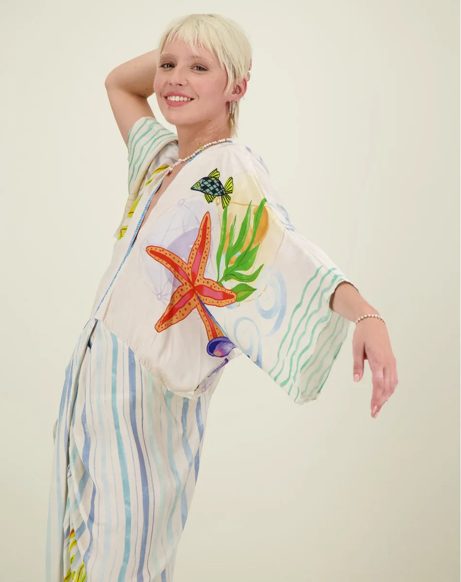 Me369 Sophia Magic Ocean Kimono Dress