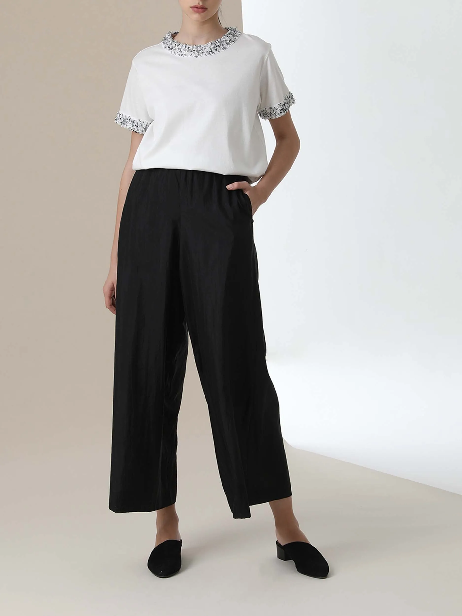 MIHOKO SAITO Wide Silk Nylon Pants