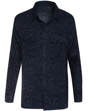 Navy and White Cashmere Blend Boucle Overshirt