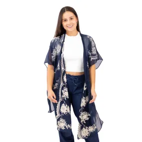 Navy Embroidered Kimono