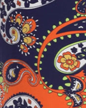 Navy Orange Paisley Palazzo Pants | Navy Orange