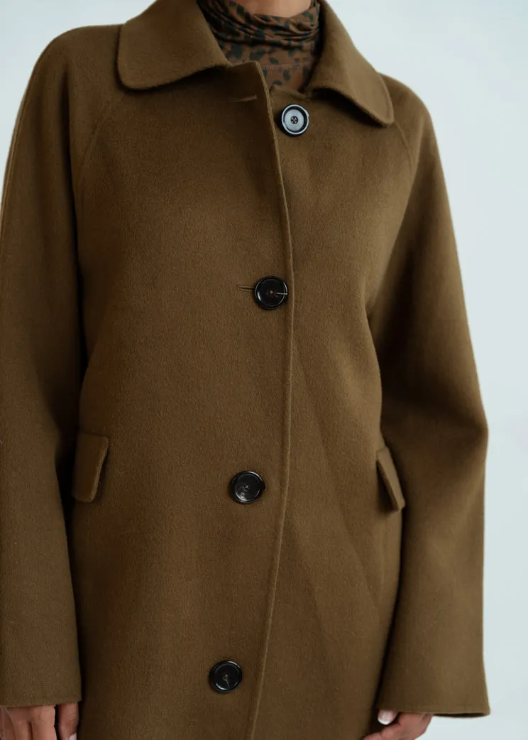Odeeh Dark Moss Wool Cashmere Long Coat