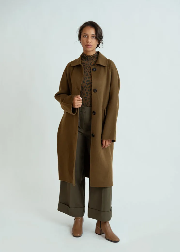 Odeeh Dark Moss Wool Cashmere Long Coat
