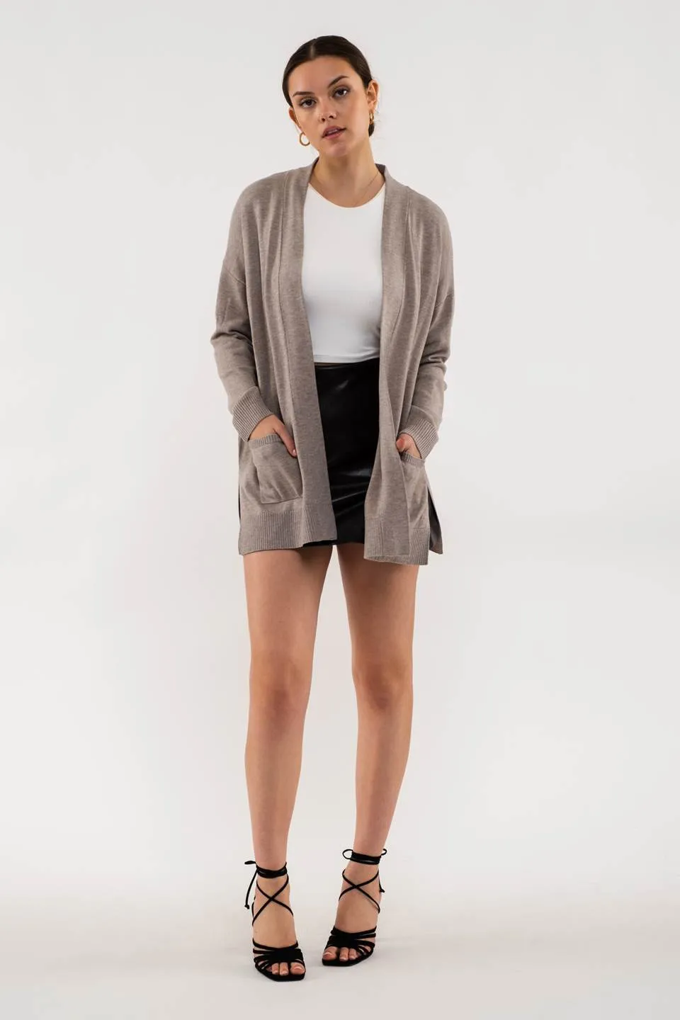 OPEN FRONT KNIT CARDIGAN