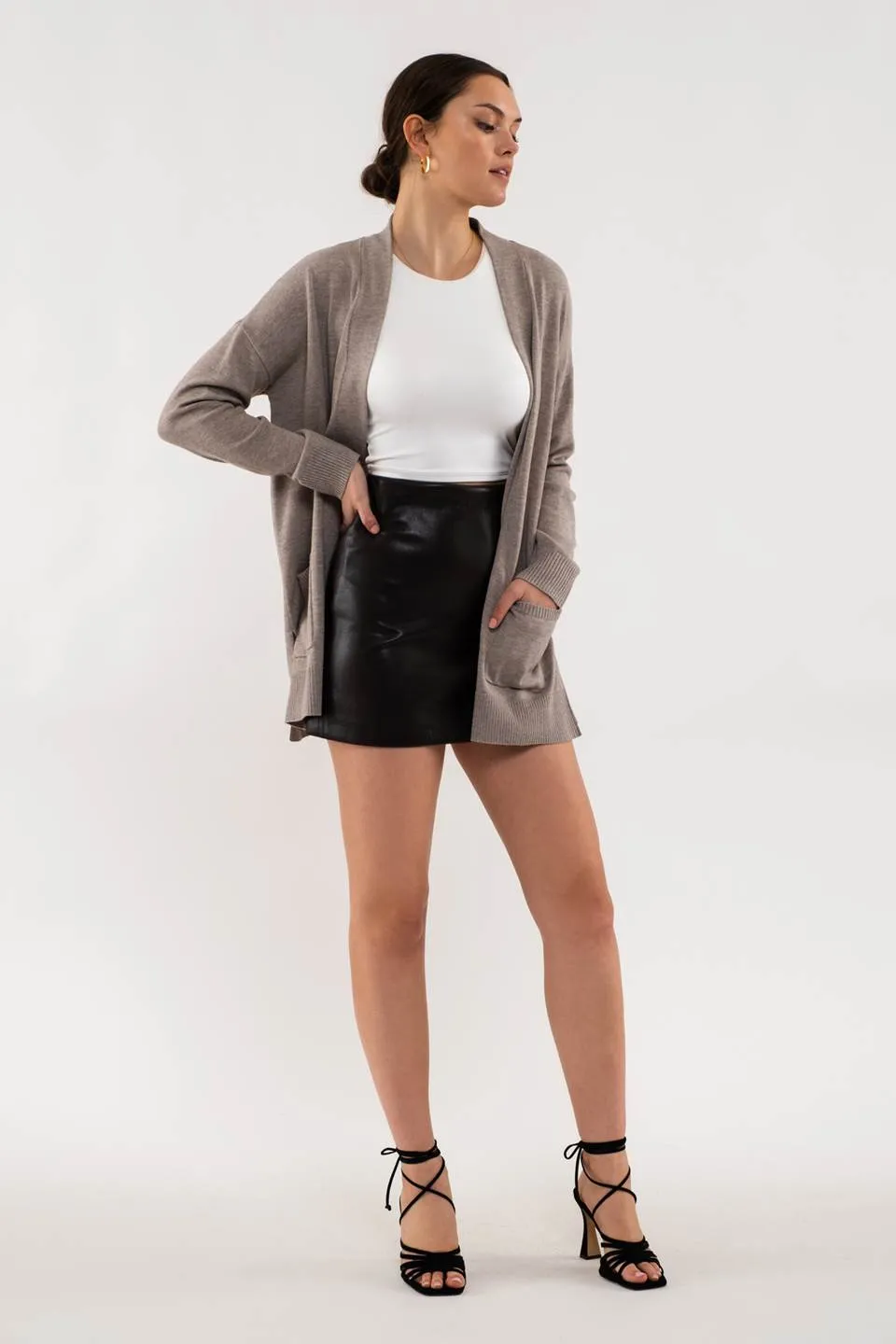 OPEN FRONT KNIT CARDIGAN