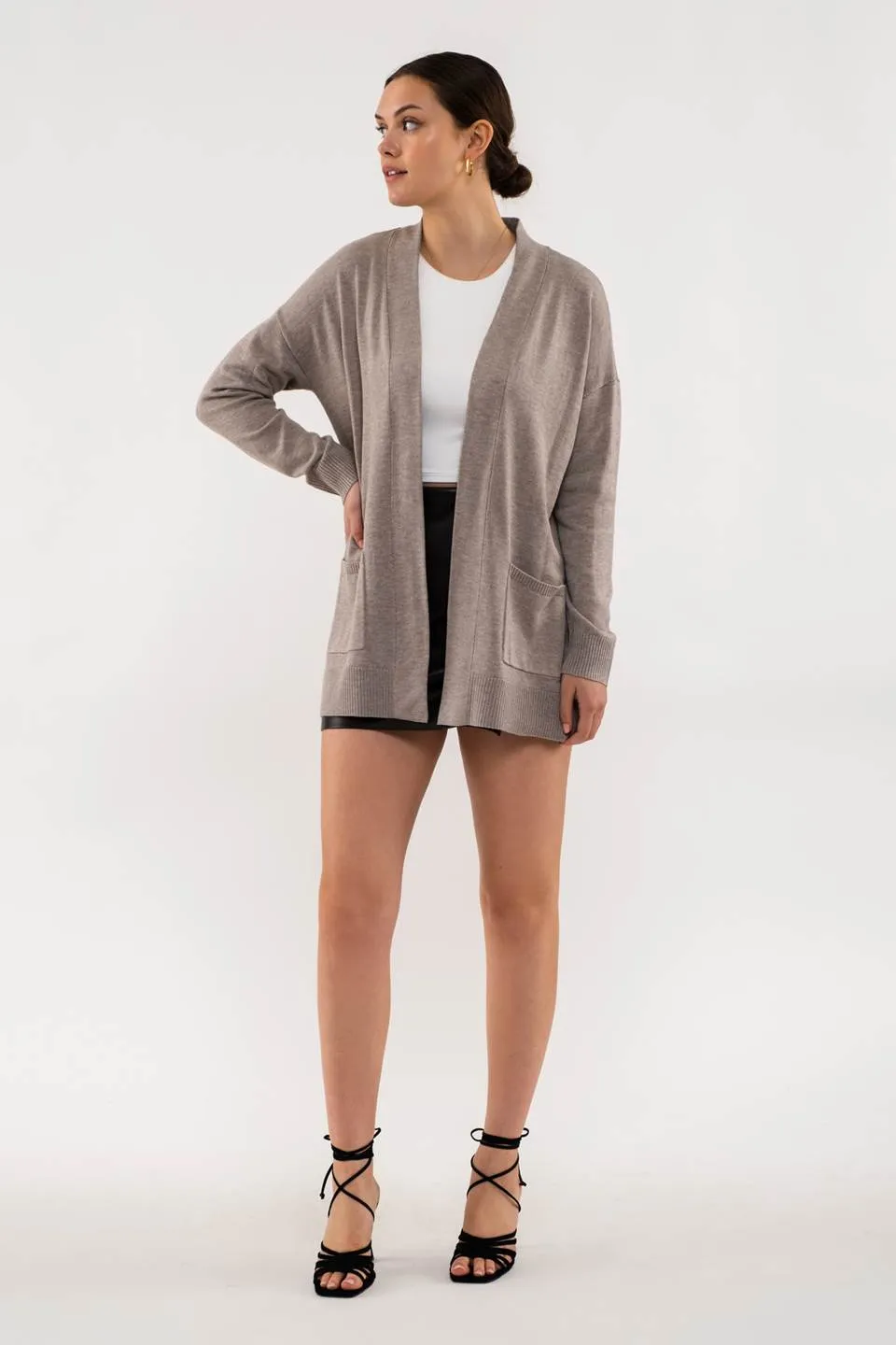 OPEN FRONT KNIT CARDIGAN