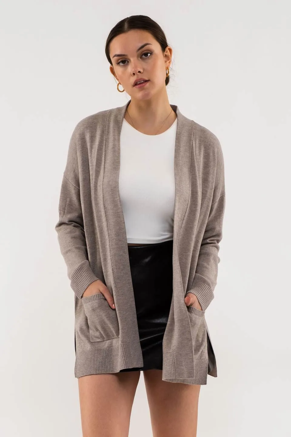 OPEN FRONT KNIT CARDIGAN