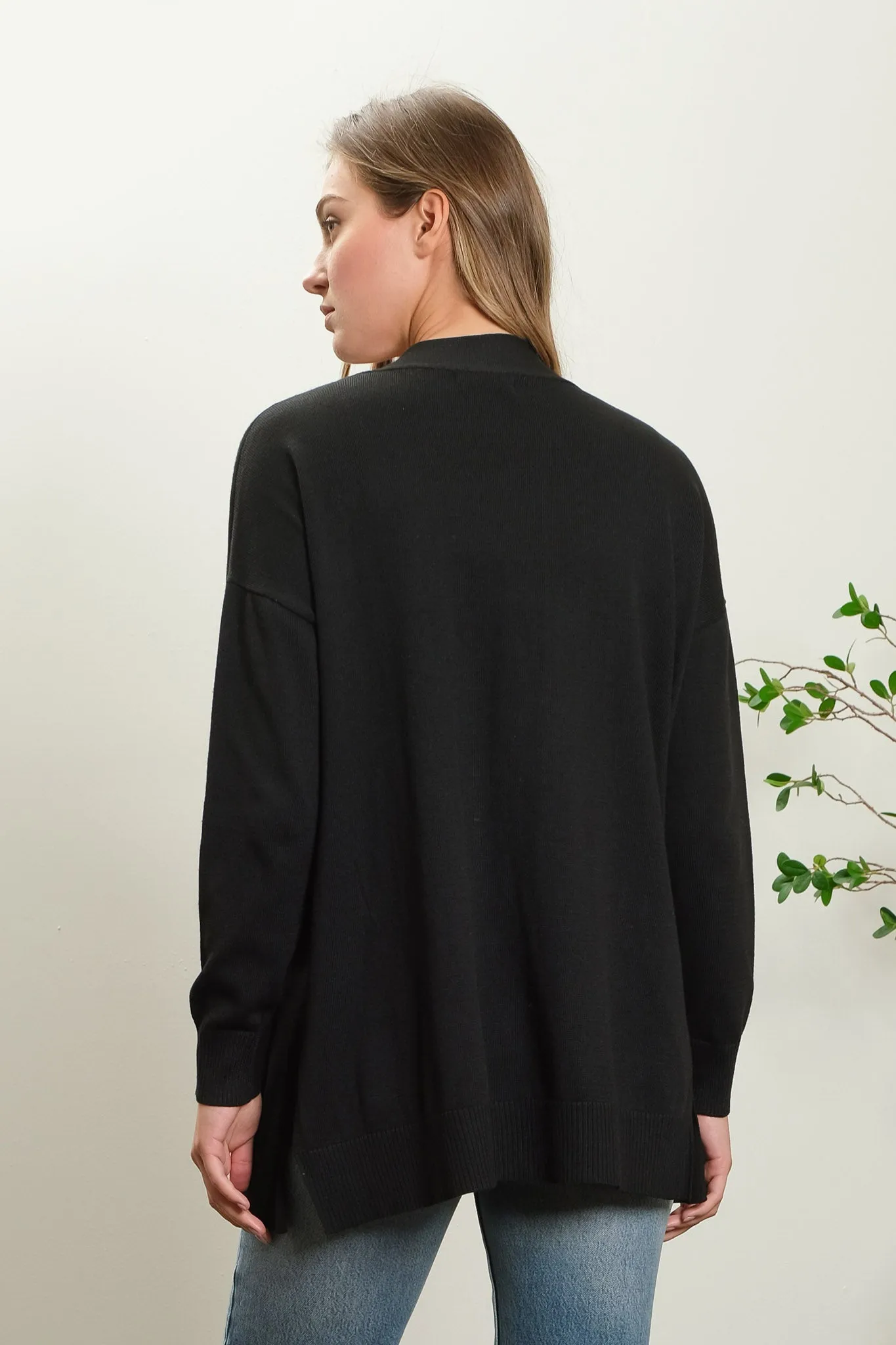 OPEN FRONT KNIT CARDIGAN