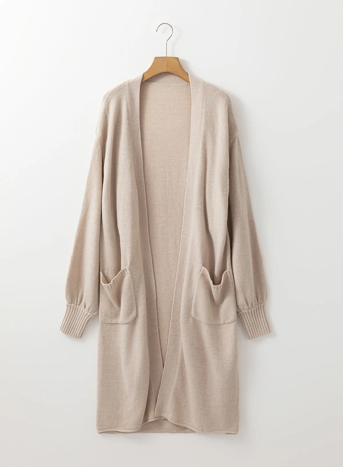 Open Front Long Knitted Cardigan