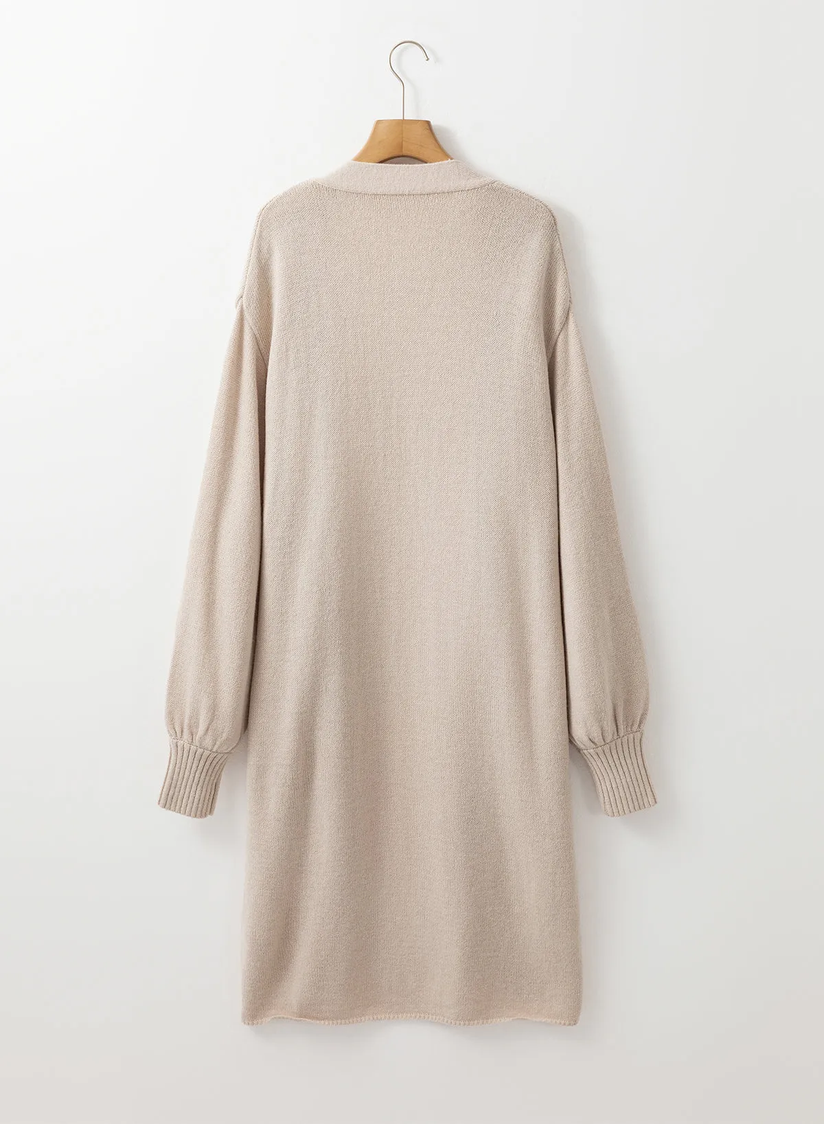 Open Front Long Knitted Cardigan