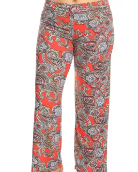 Paisley Printed Palazzo Pants | Red Paisley