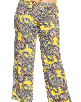 Paisley Printed Palazzo Pants | Yellow Paisley